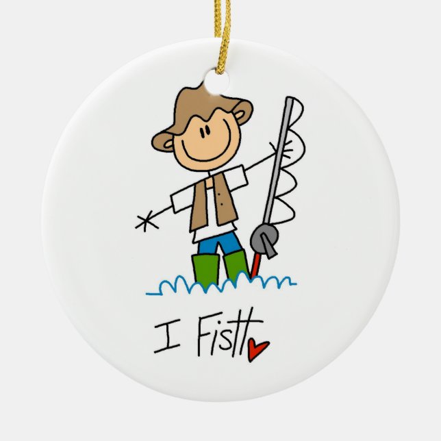 Ornamento De Cerâmica Eu pesco (Frente)