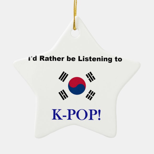 Ornamento De Cerâmica Eu preferencialmente estaria escutando KPOP! (Frente)