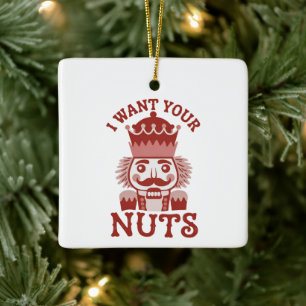 Ornamento De Cerâmica Eu Quero Suas Nozes Snarky Nutcracker Natal 