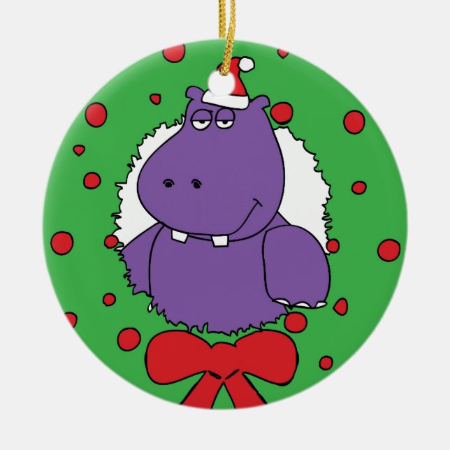 Ornamento De Cerâmica Eu quero um Hippopotamus para o Natal (Frente)