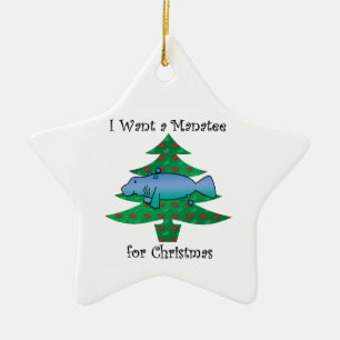 Ornamento De Cerâmica Eu quero um peixe-boi para o Natal