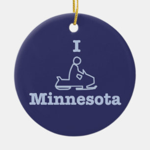 Ornamento De Cerâmica Eu Snowmobile Minnesota no azul