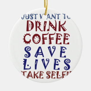 Ornamento De Cerâmica Eu só quero tomar café Salve vidas