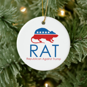Ornamento De Cerâmica Eu sou um R.A.T. Republicano Contra Trump