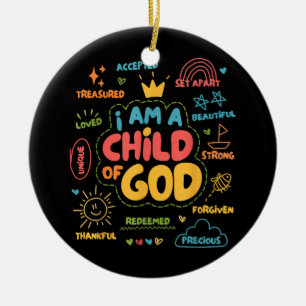 Ornamento De Cerâmica Eu sou uma Criança de Deus Fé Cristã Retro Jesus