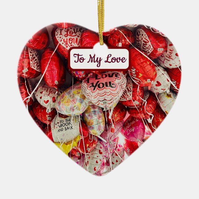 Ornamento De Cerâmica Eu Te Amo À Lua E De Volta (Frente)