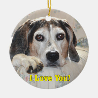 Ornamento De Cerâmica Eu te amo! Cão de cão