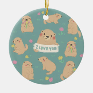 Ornamento De Cerâmica Eu Te Amo, Ilustração Marmots