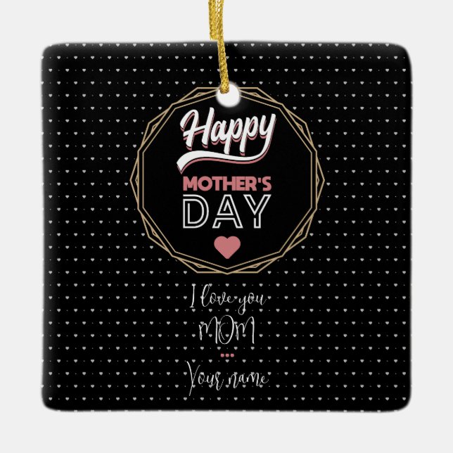 Ornamento De Cerâmica Eu te amo mãe (Frente)