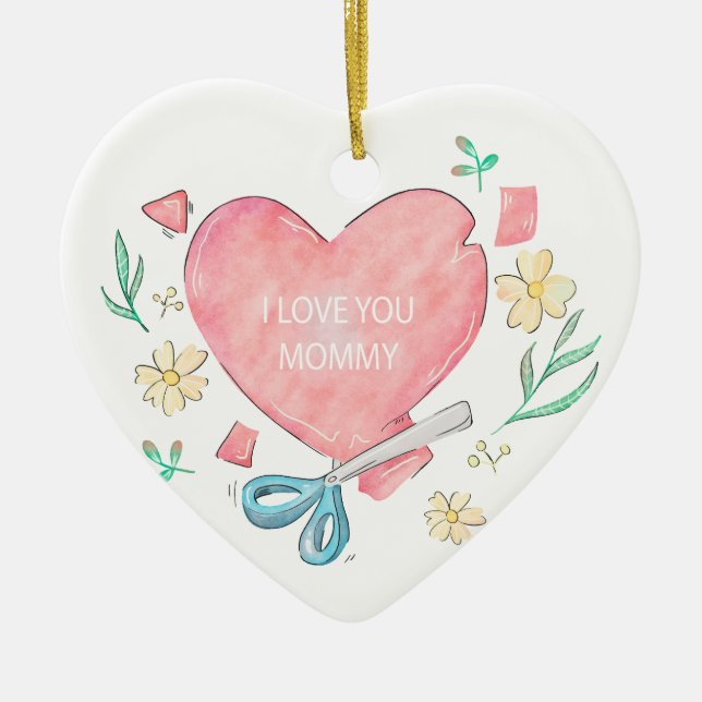Ornamento De Cerâmica Eu te amo mamãe (Frente)