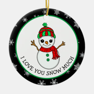 Ornamento De Cerâmica Eu Te Amo Muito Neve Boneco de Neve Fofo