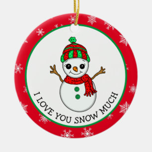 Ornamento De Cerâmica Eu Te Amo Muito Neve Boneco de Neve Fofo
