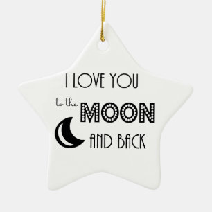Ornamento De Cerâmica eu te amo na lua e preto branco