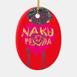 Ornamento De Cerâmica Eu te amo Nakupenda Kenya Swahili Art