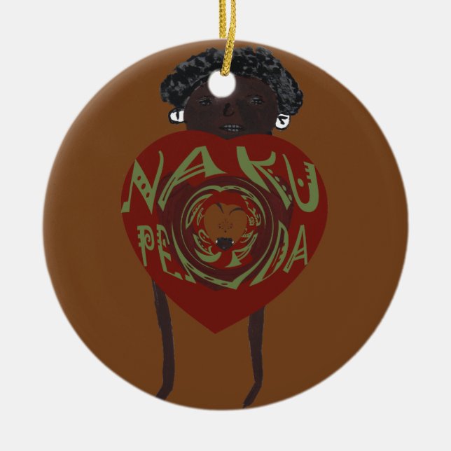 Ornamento De Cerâmica Eu te amo! Nakupenda Sana (Frente)