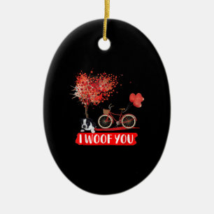 Ornamento De Cerâmica Eu Te Amo. Presentes de Namorados de Cão em Bosto