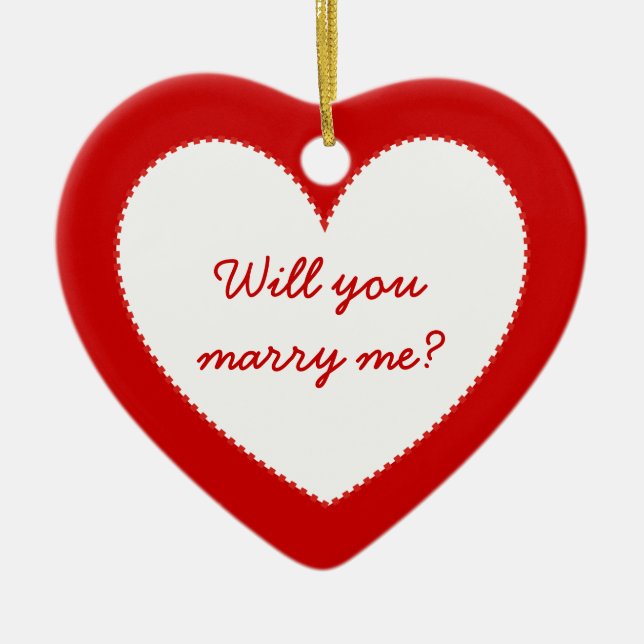 Ornamento De Cerâmica Eu te amo. Você vai me casado? (Frente)