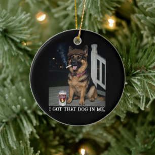 Ornamento De Cerâmica Eu Tenho Esse Cachorro Em Mim, Piada de Pastor Ale