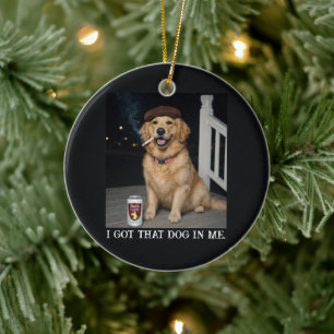 Ornamento De Cerâmica Eu Tenho Esse Cachorro Em Mim, Piada Engraçada do