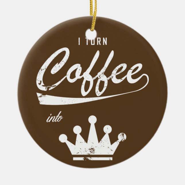 Ornamento De Cerâmica Eu Transformo Café Em KOMs (Frente)