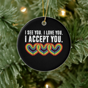 Ornamento De Cerâmica Eu Vejo Você Eu Amo Você Eu Aceito Você Arco-Íris 