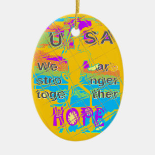 Ornamento De Cerâmica EUA Hillary Hope Fortalece Juntos
