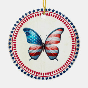 Ornamento De Cerâmica EUA/patriota 4 de julho borboleta