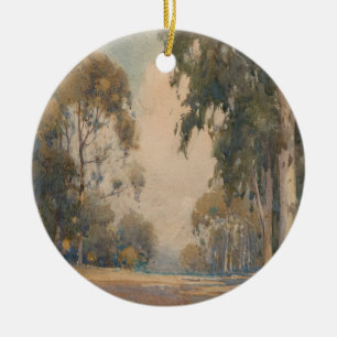 Ornamento De Cerâmica Eucalipto (1922) - Delicado Aquarela Botânica