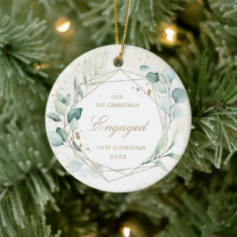 Ornamento De Cerâmica Eucalyptus geométrico Dourado Elegante Envolvido