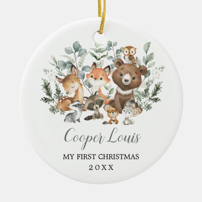 Ornamento De Cerâmica Eucalyptus Woodland Animal Baby 1rua Natal (Frente)