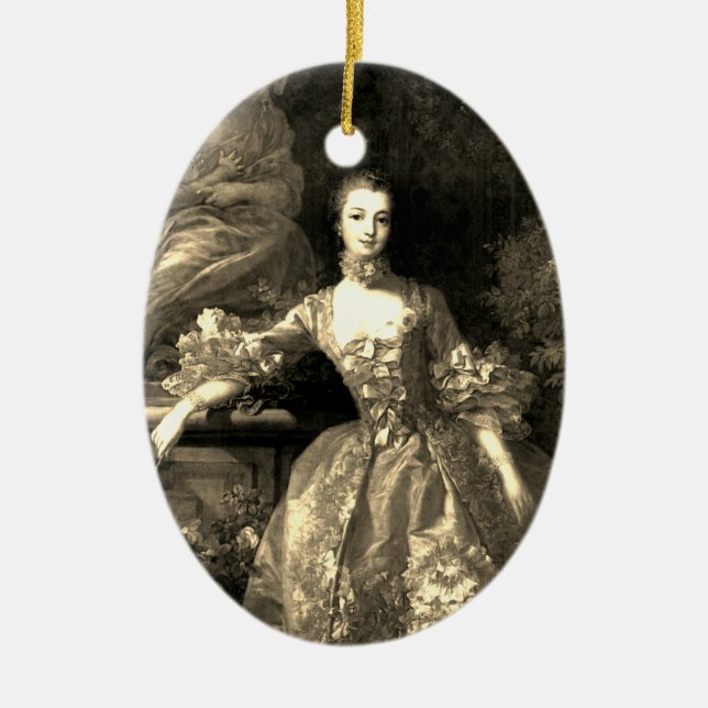 Ornamento De Cerâmica Europeia Madame de Pompadour - Jeanne-Antoinette P (Frente)