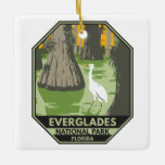 Ornamento De Cerâmica Everglades National Park Florida Egret Vintage<br><div class="desc">Everglades vetor trabalho de arte design. O parque é constituído por manguezais costeiros,  pântanos e pinheiros que abrigam centenas de espécies animais.</div>