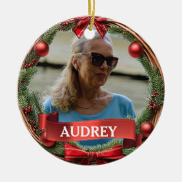 Ornamento De Cerâmica Evergreen Pinecone Wreath ANY Photo