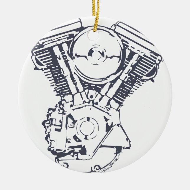 Ornamento De Cerâmica Evolução de Harley V-Gêmea (Frente)