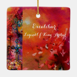 Ornamento De Cerâmica EXCALIBUR, RAINHA DA ESPADA MÁGICA Amarelo Vermel