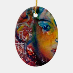 Ornamento De Cerâmica EXCALIBUR, RAINHA DA ESPADA MÁGICA Fantasy Red Ye