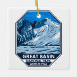 Ornamento De Cerâmica Excelente Basin National Park Wheeler Peak Vintage<br><div class="desc">design de trabalho de arte de vetor de Bacia do excelente. O parque fica no deserto da Bacia do Excelente e contém a maior parte das montanhas do Cobra.</div>
