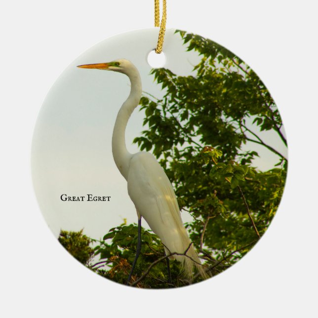 Ornamento De Cerâmica Excelente Egret Bird Ornament (Frente)