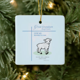 Ornamento De Cerâmica Excelente Neto Baptism Blue Lamb Personalizado