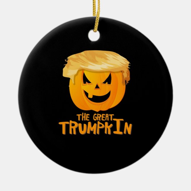 Ornamento De Cerâmica Excelente Trumpkin Dia de as Bruxas engraçado (Frente)