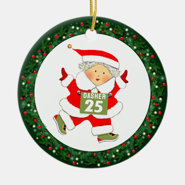 Ornamento De Cerâmica Executando o Caminho e o Presente de Campo (Frente)