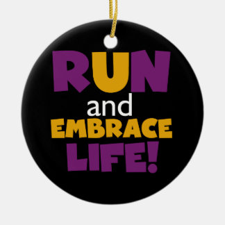 Ornamento De Cerâmica Executar Embrace Life Purple Yellow