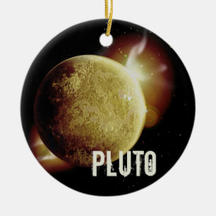 Ornamento De Cerâmica Exemplo de espaço universal Plutão amarelo plane