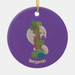 Ornamento De Cerâmica Exemplo de tamanduá de pangolim feliz e bonito