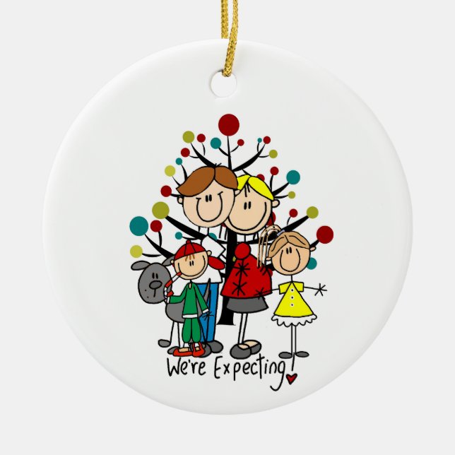 Ornamento De Cerâmica Expectant Family Gray Dog (Frente)