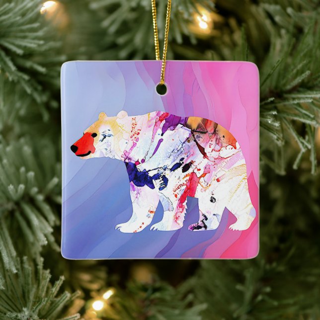 Ornamento De Cerâmica Explorador Ártico Pastel em Aquarela (Árvore)