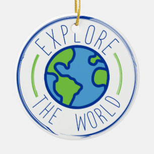 Ornamento De Cerâmica explore o adesivo viagem mundial