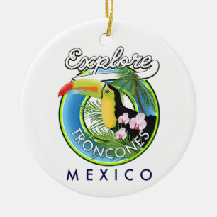 Ornamento De Cerâmica Explore Troncones México logotipo retro