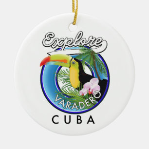 Ornamento De Cerâmica Explore Varadero Cuba logotipo de viagem