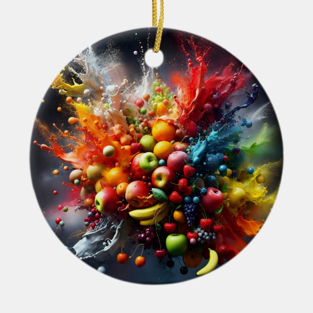 Ornamento De Cerâmica explosão de fruta (Frente)